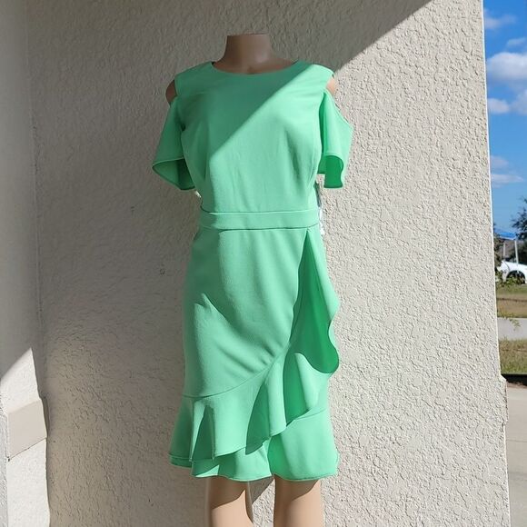 BRAND NEW LONDON TIMES  COLD SHOULDER FLOUNCE  GUEST DATE NIGHT OCCASION DRESS - Picture 8 of 12